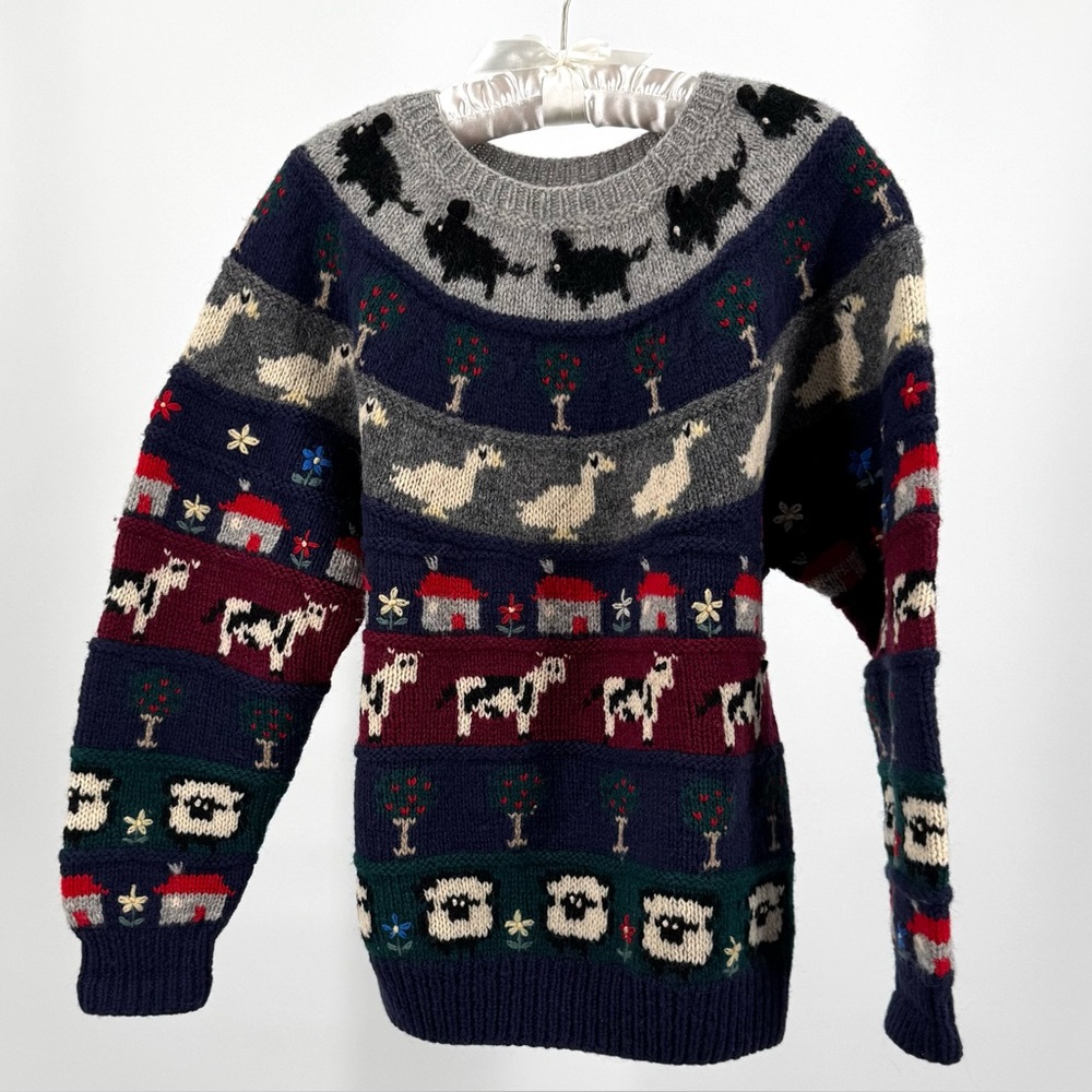 Carroll Reed Vintage Shetland Wool Farm Animal Sweater